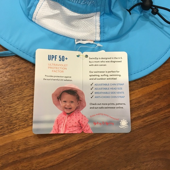 SwimZip Wide Brim Sun Hat  SPF 50+ - Aqua - NWT - Picture 7 of 7